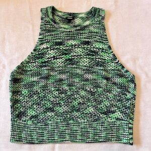 Monrow XS Space Dye Crochet Racer Back Sweater Tank Top ~ Cropped Y2K 90’s